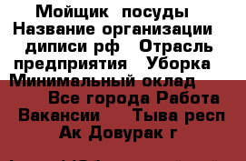 Мойщик  посуды › Название организации ­ диписи.рф › Отрасль предприятия ­ Уборка › Минимальный оклад ­ 20 000 - Все города Работа » Вакансии   . Тыва респ.,Ак-Довурак г.